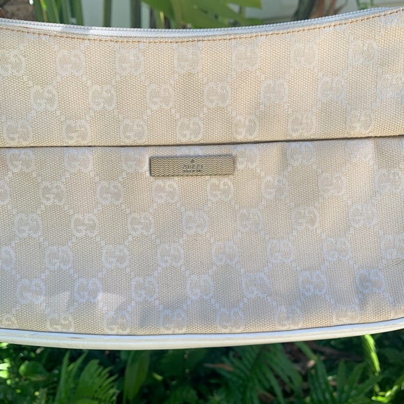 Gucci vintage GG beige canvas bamboo handle bag - Picture 2 of 13